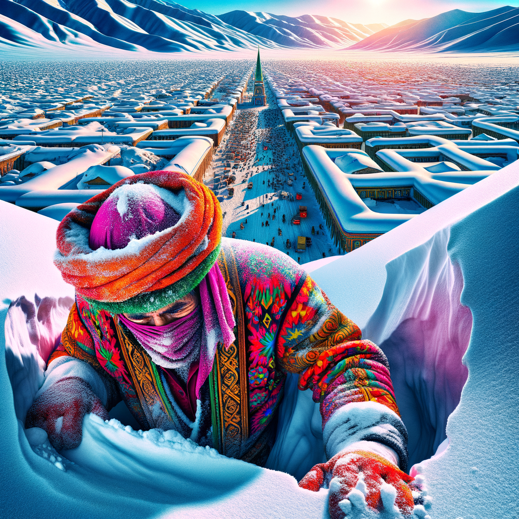 Kara-Kulja nel Kirghizistan sepolta dalla neve: un metro e mezzo di profondità!