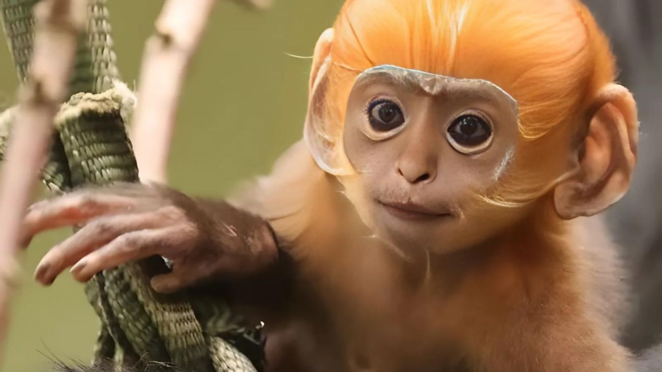 cucciolo di scimmia mangia come bambino